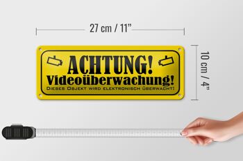 Plaque en tôle note 27x10cm Attention décoration vidéo surveillance 4