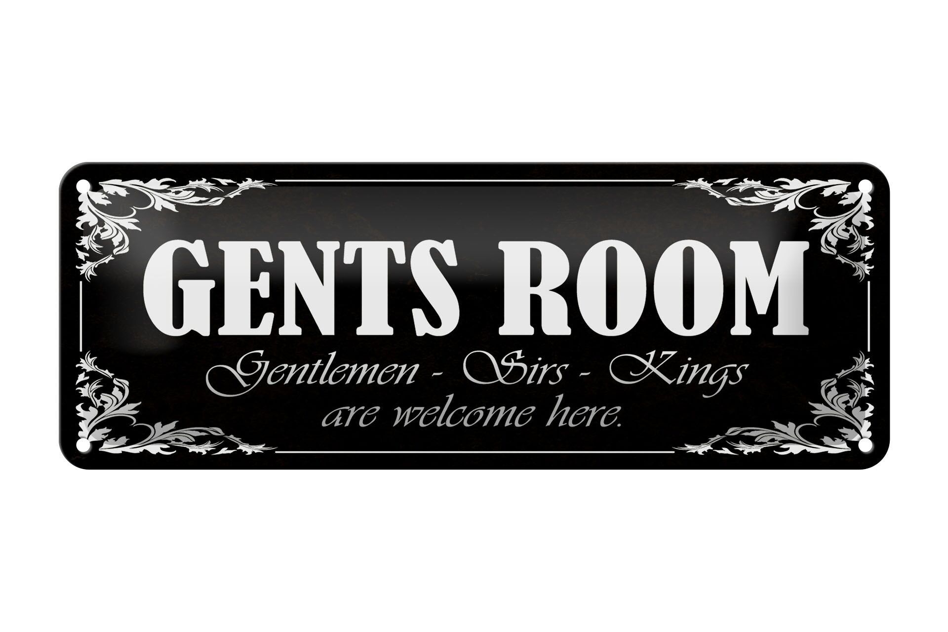 Targa in metallo Gents Room 27x10 cm Gentlemen girls Decorazione Kings