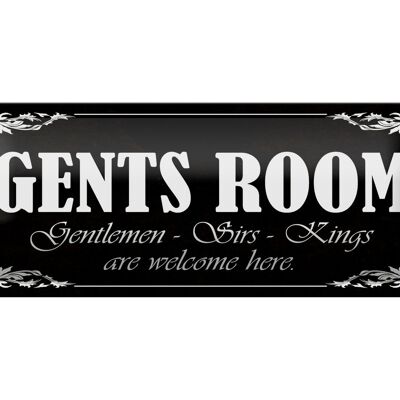 Targa in metallo Gents Room 27x10 cm Gentlemen girls Decorazione Kings