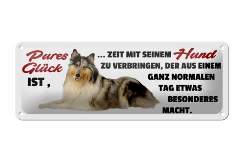 Blechschild Spruch 27x10cm pures Glück Zeit mit Hund Dekoration