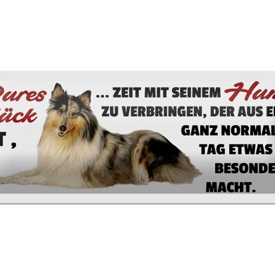 Blechschild Spruch 27x10cm pures Glück Zeit mit Hund Dekoration