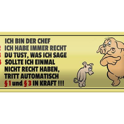 Blechschild Spruch 27x10cm bin Chef habe immer Recht Dekoration