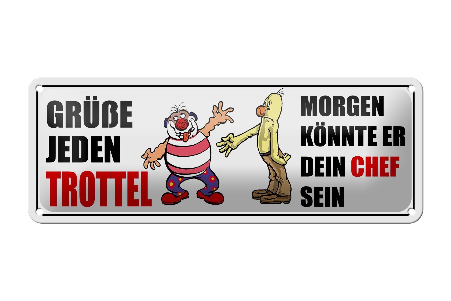 Tin sign saying 27x10cm Greetings every idiot decoration