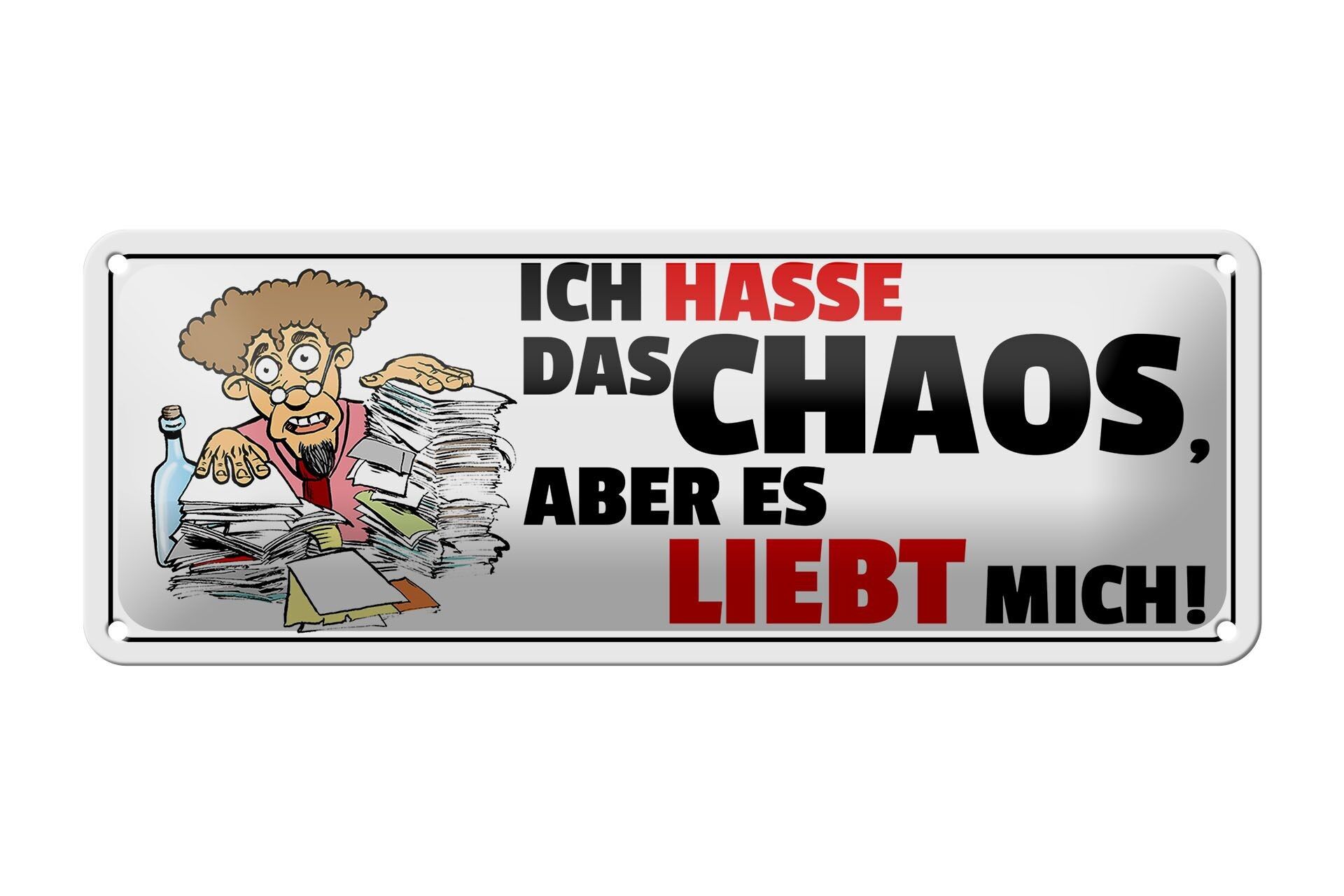 Cartel de chapa que dice 27x10cm Odio la decoración del caos.