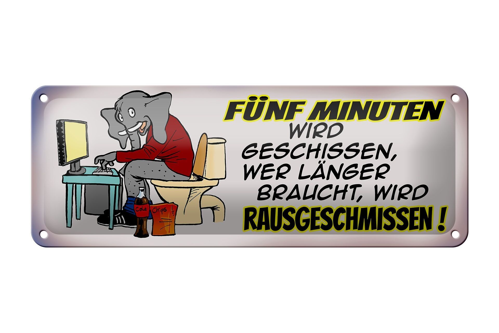 Targa in metallo con scritta 27x10 cm 5 minuti sarà una decorazione di merda