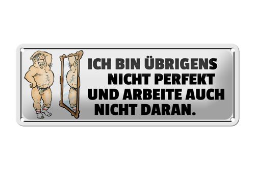 Blechschild Spruch 27x10cm ich bin übrigens nicht perfekt Dekoration