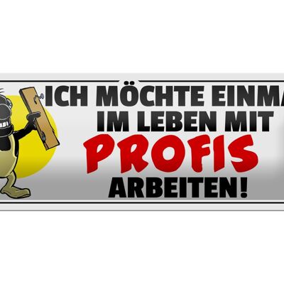 Blechschild Spruch 27x10cm Einmal mit Profis arbeiten Dekoration