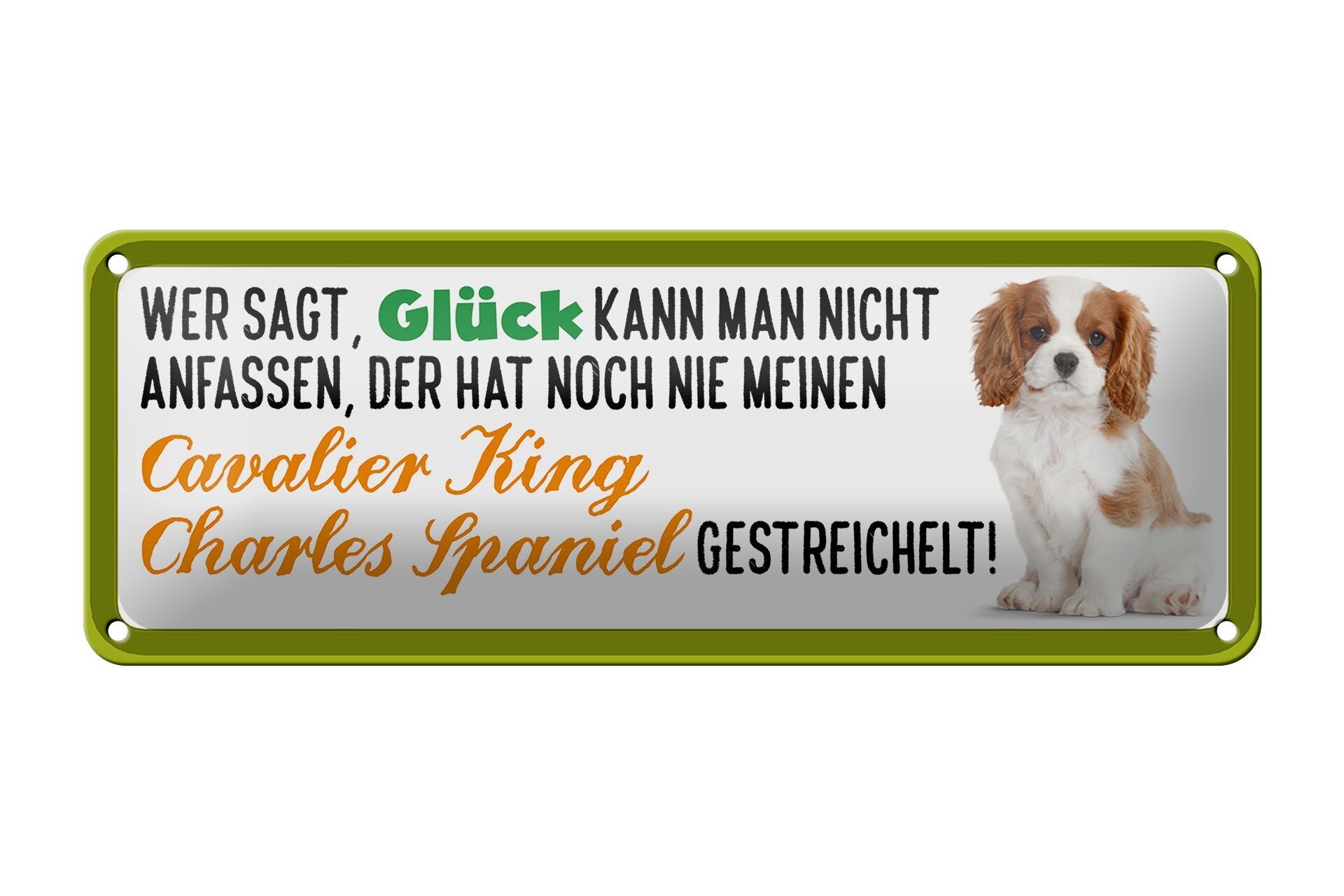 Tin sign saying 27x10cm Cavalier King Charles Spaniel stroked