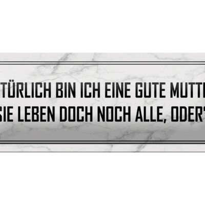 Blechschild Spruch 27x10cm natürlich bin ich gute Mutter Dekoration