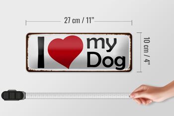 Plaque en étain disant 27x10cm J'aime mon chien coeur décoration de chien 4
