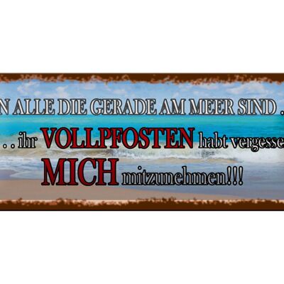 Blechschild Spruch 27x10cm an alle die gerade am Meer sind Dekoration