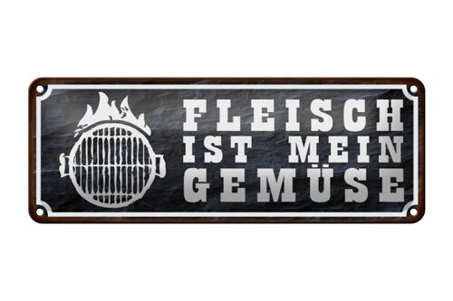 Blechschild Spruch 27x10cm Grill Fleisch ist mein Gemüse Dekoration