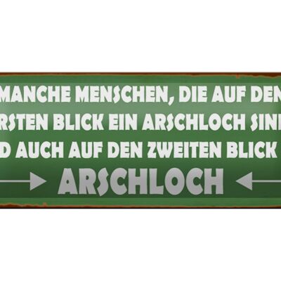 Blechschild Spruch 27x10cm manche Menschen auf ersten Blick Arschloch