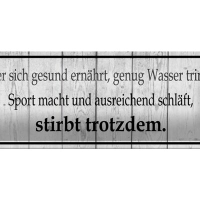 Blechschild Spruch 27x10cm wer sich gesund ernährt Dekoration