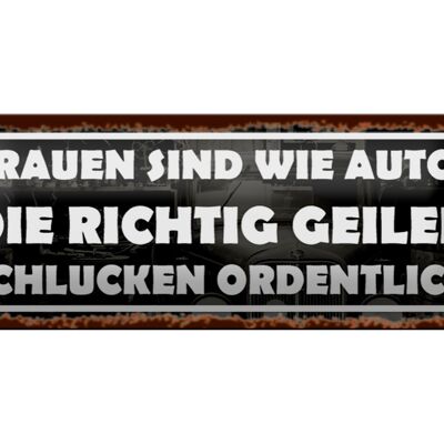 Blechschild Spruch 27x10cm Frauen sind wie Autos Dekoration