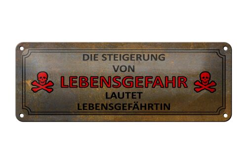 Blechschild Spruch 27x10cm von Lebensgefahr Lebensgefährtin Dekoration