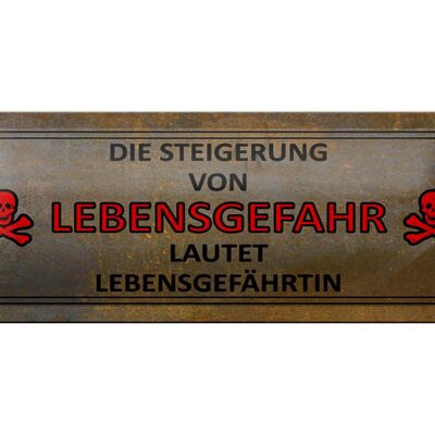 Blechschild Spruch 27x10cm von Lebensgefahr Lebensgefährtin Dekoration