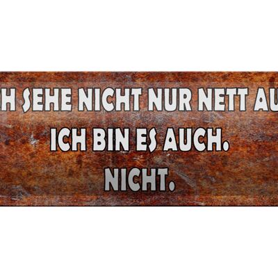 Blechschild Spruch 27x10cm sehe nicht nur nett aus ich bin Dekoration