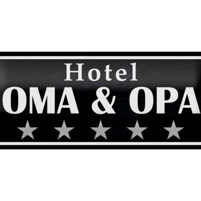 Blechschild Spruch 27x10cm Hotel Oma Opa 5 Sterne Dekoration