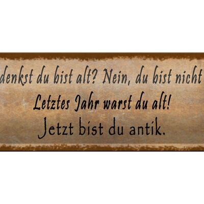 Blechschild Spruch 27x10cm du denkst du bist alt nein bist Dekoration