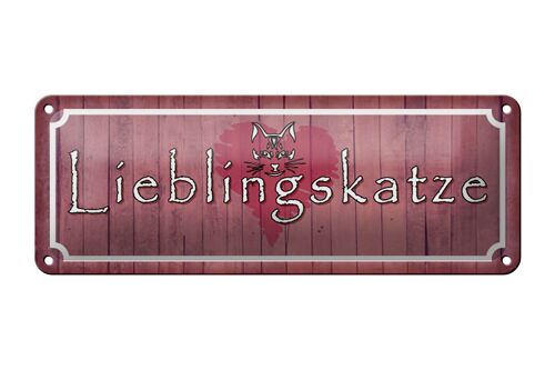 Blechschild Spruch 27x10cm Lieblingskatze Herz Katze Dekoration