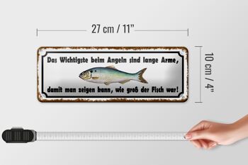 Plaque en étain disant 27x10cm la chose la plus importante quand la pêche est la décoration 4