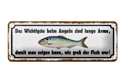 Blechschild Spruch 27x10cm das wichtigste beim Angeln sind Dekoration