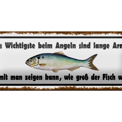 Blechschild Spruch 27x10cm das wichtigste beim Angeln sind Dekoration