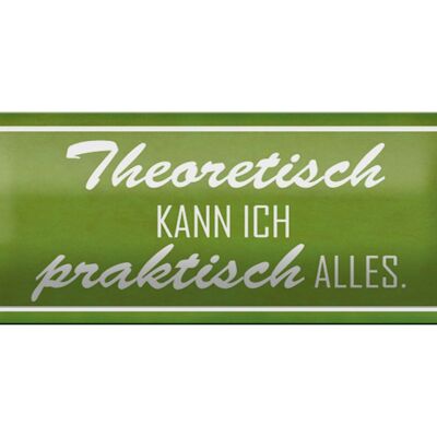 Blechschild Spruch 27x10cm theoretisch kann ich praktisch Dekoration