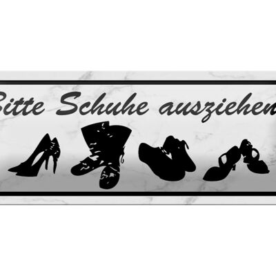 Metal sign saying 27x10cm please take off your shoes decoration