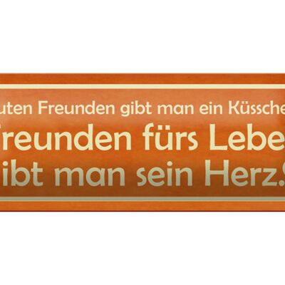 Blechschild Spruch 27x10cm Freunden fürs Leben gibt Herz Dekoration