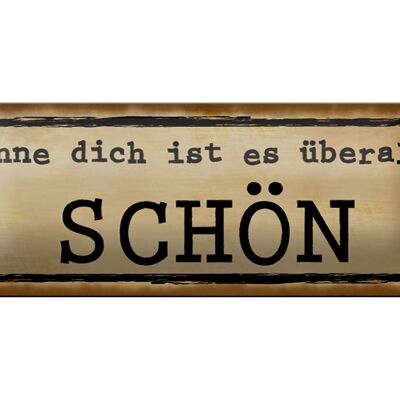 Blechschild Spruch 27x10cm ohne dich ist es überall schön Dekoration