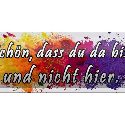 Blechschild Spruch 27x10cm schön dass du da bist nicht hier Dekoration