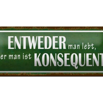 Blechschild Spruch 27x10cm entweder man lebt oder Dekoration