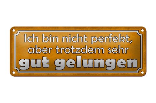 Blechschild Spruch 27x10cm bin nicht perfekt gut gelungen Dekoration