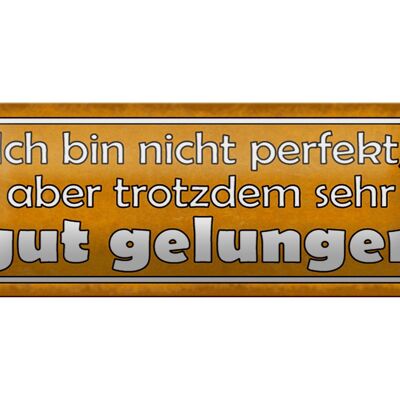 Blechschild Spruch 27x10cm bin nicht perfekt gut gelungen Dekoration