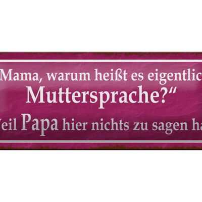 Blechschild Spruch 27x10cm Muttersprache Papa nichts sagen Dekoration