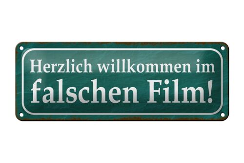 Blechschild Spruch 27x10cm herzlich willkommen im Film Dekoration