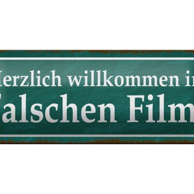 Blechschild Spruch 27x10cm herzlich willkommen im Film Dekoration