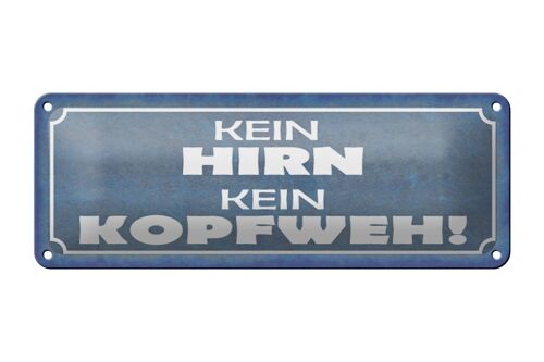 Blechschild Spruch 27x10cm kein Hirn kein Kopfweh Dekoration