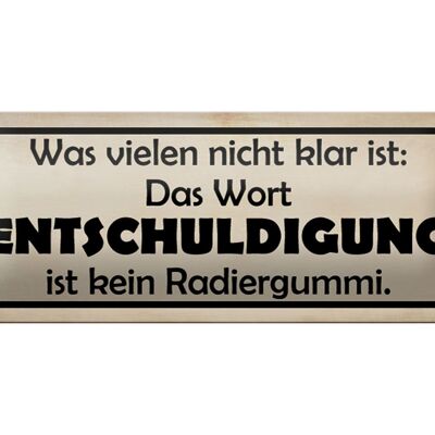 Tin sign saying 27x10cm the word apology decoration