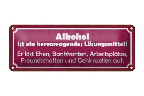 Blechschild Spruch 27x10cm Lösungsmittel löst Ehen Dekoration