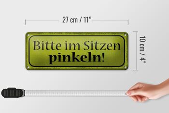 Panneau en étain disant 27x10cm, veuillez faire pipi en étant assis, décoration 4