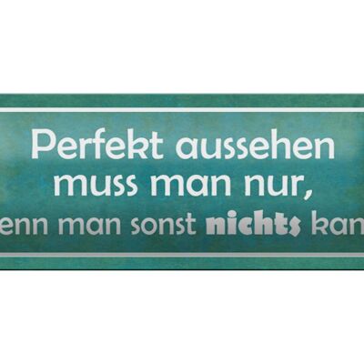 Blechschild Spruch 27x10cm Perfekt aussehen nur wenn man Dekoration