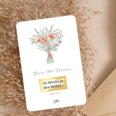Tarjeta rasca y gana personalizable, tarjeta de regalo del Día de la Madre, anuncio de embarazo, buena para