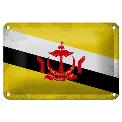 Blechschild Flagge Brunei 18x12cm Flag of Brunei Vintage Dekoration