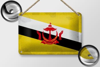 Drapeau en étain du Brunei, 18x12cm, drapeau du Brunei, décoration Vintage 2
