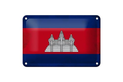 Blechschild Flagge Kambodscha 18x12cm Flag Cambodia Vintage Dekoration