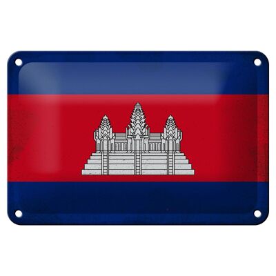 Letrero de hojalata Bandera de Camboya, 18x12cm, bandera de Camboya, decoración Vintage