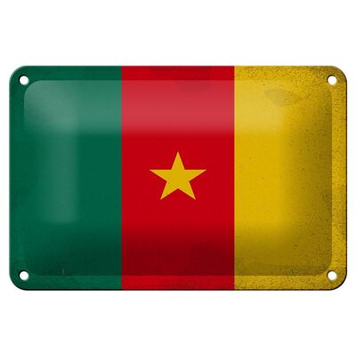 Targa in metallo Bandiera Camerun 18x12 cm Bandiera del Camerun Decorazione vintage
